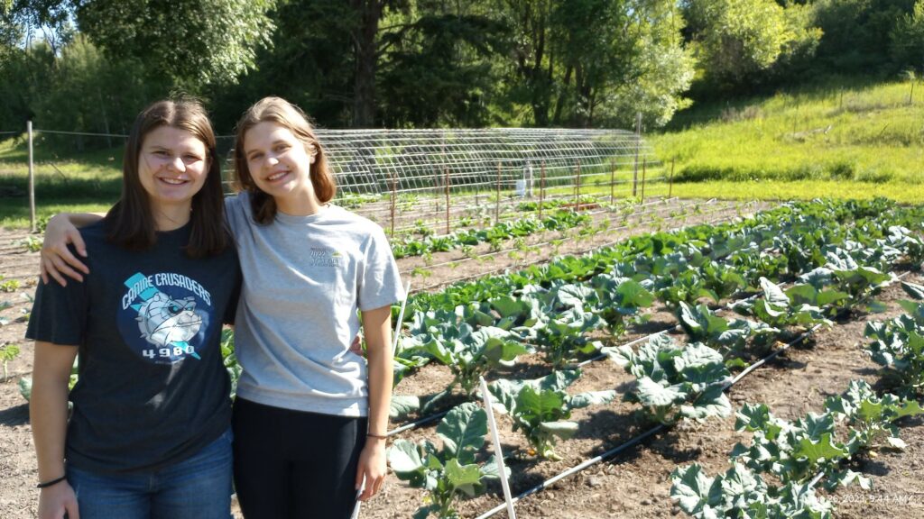 Our youngest farmers, Anna & Elsie Hume